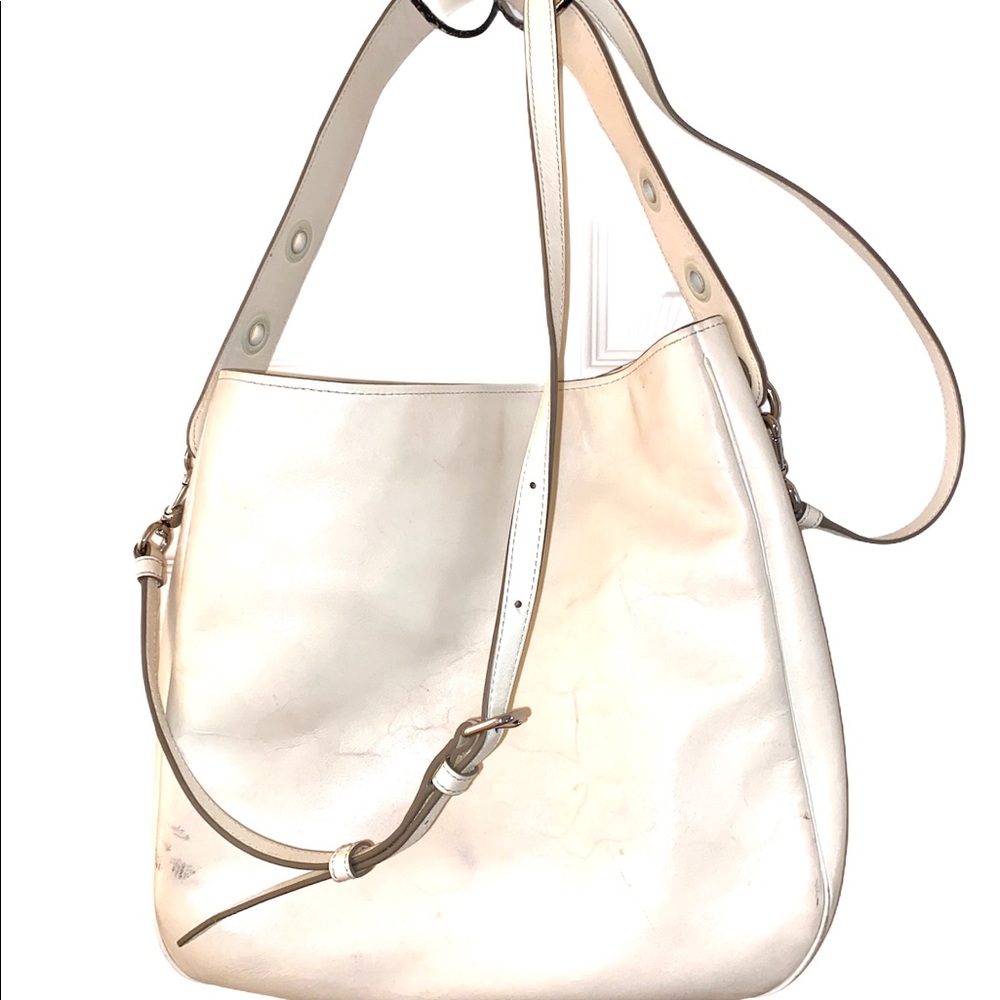 MARC JACOBS Leather Crossbody Large Off White Ivory Cream Tote Bag Purse